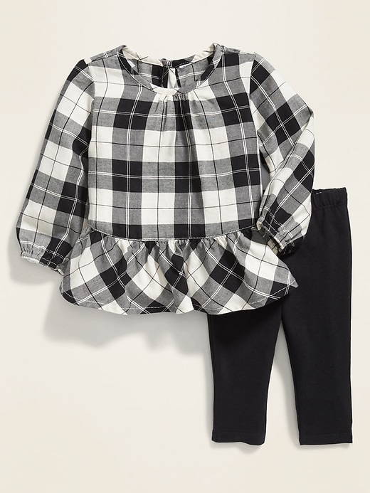 View large product image 1 of 2. Plaid Twill Tunic & Jersey Leggings Set for Baby