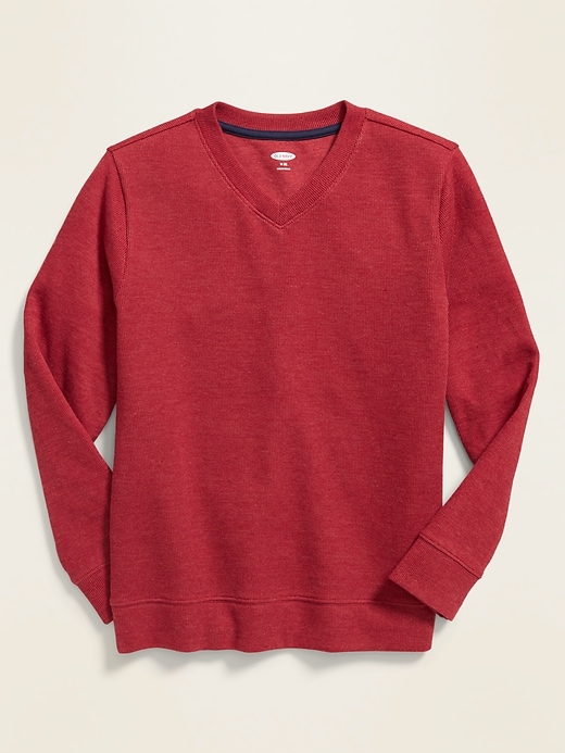 View large product image 1 of 1. French-Rib V-Neck Sweater for Boys