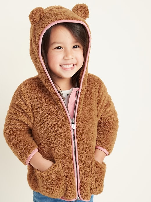 View large product image 1 of 1. Faux-Fur Critter Zip Hoodie for Toddler Girls