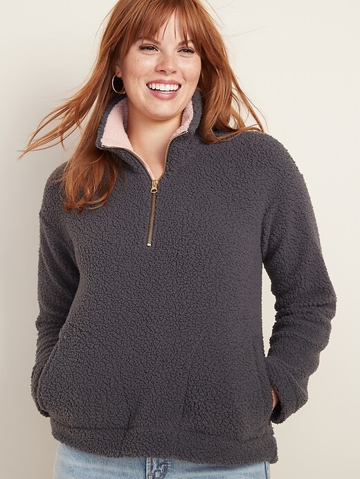 View large product image 1 of 1. Plush Sherpa 1/4-Zip Pullover for Women