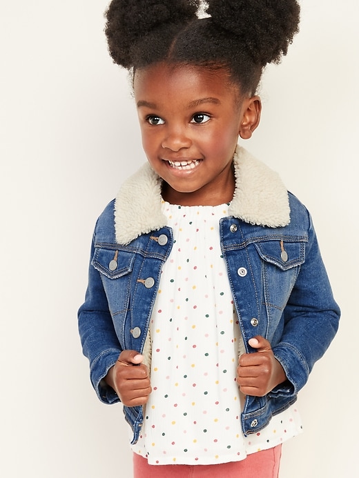 View large product image 1 of 4. Sherpa-Lined Jean Jacket For Toddler Girls