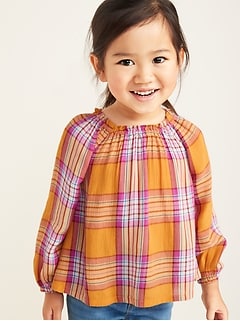 Plaid Crinkle-Crepe Swing Top for Toddler Girls