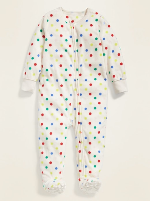 View large product image 1 of 2. Polka-Dot Micro Performance Fleece Footie Pajama One-Piece for Toddler Girls & Baby