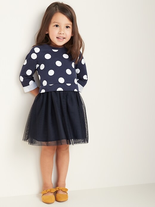 View large product image 1 of 4. Polka-Dot 2-in-1 Sweatshirt Tutu Dress for Toddler Girls