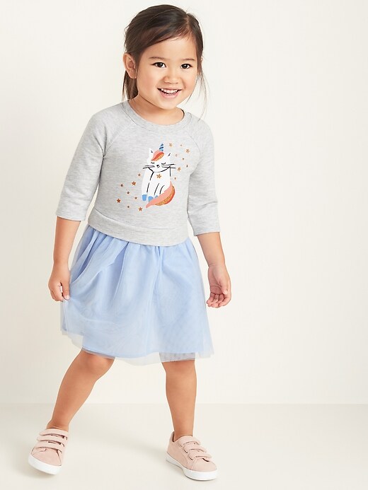 View large product image 1 of 4. Graphic 2-in-1 Sweatshirt Tutu Dress for Toddler Girls