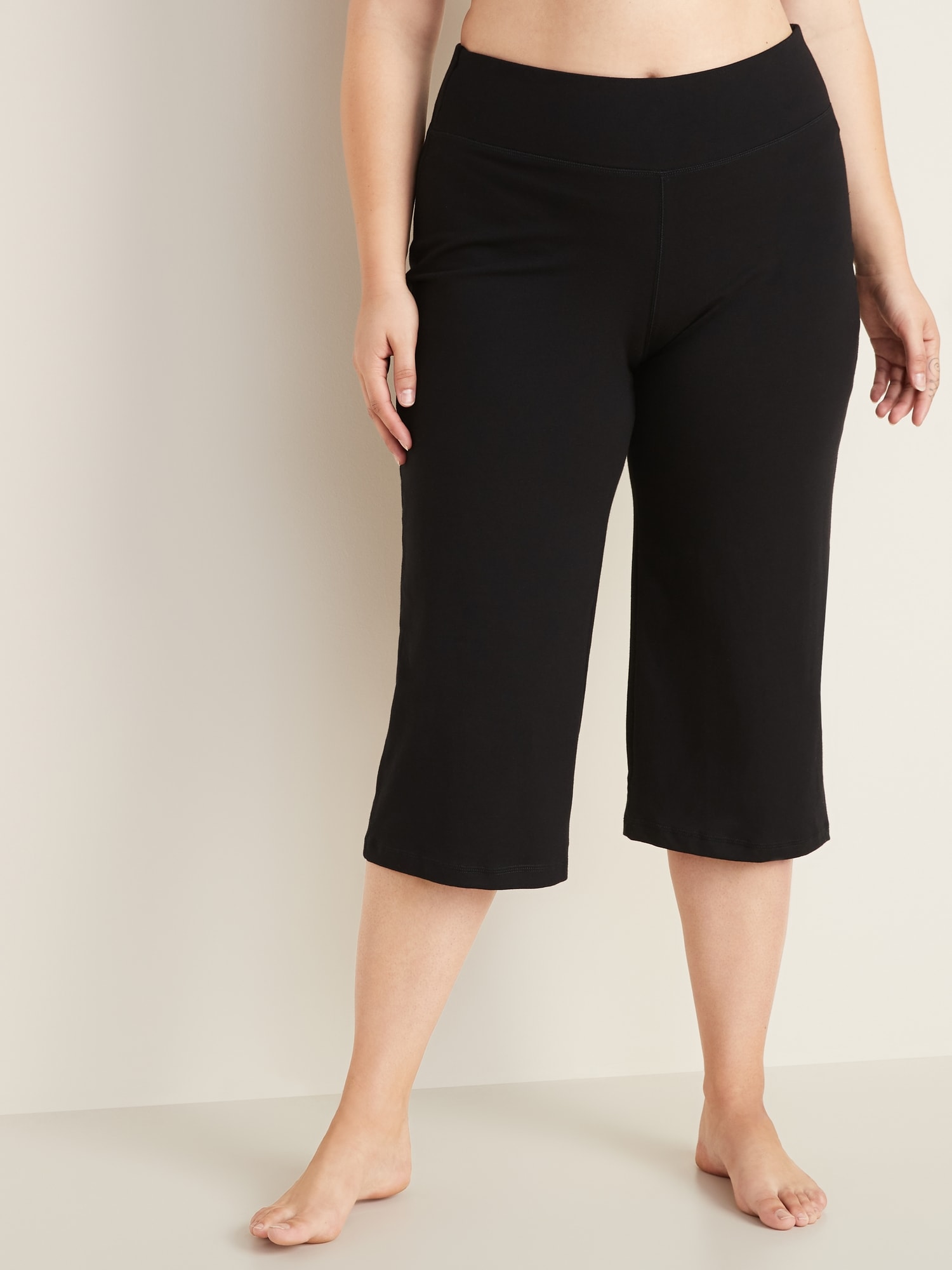 High-Waisted Cropped Wide-Leg Plus-Size Yoga Pants