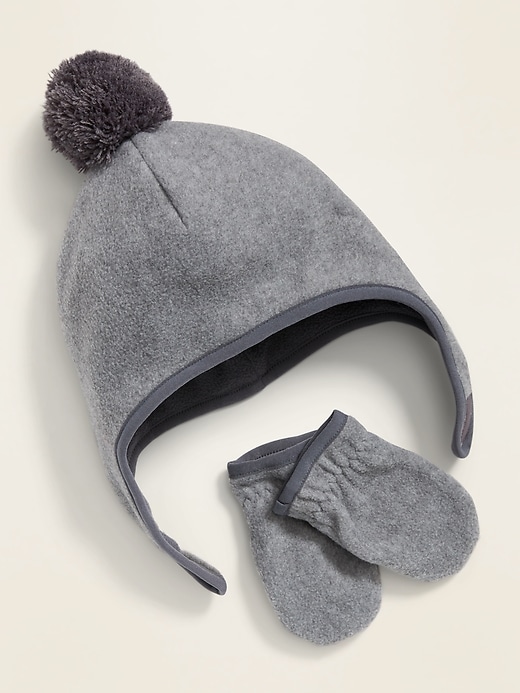 View large product image 1 of 1. Performance Fleece Pom-Pom Hat and Mittens Set for Toddler