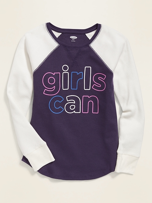 View large product image 1 of 3. Graphic Thermal-Knit Raglan-Sleeve Tee for Girls
