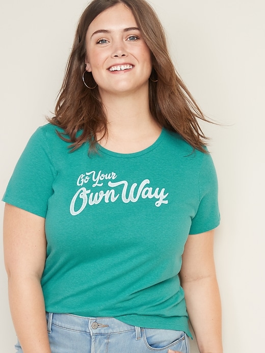 View large product image 1 of 1. Slim-Fit Plus-Size Graphic Tee