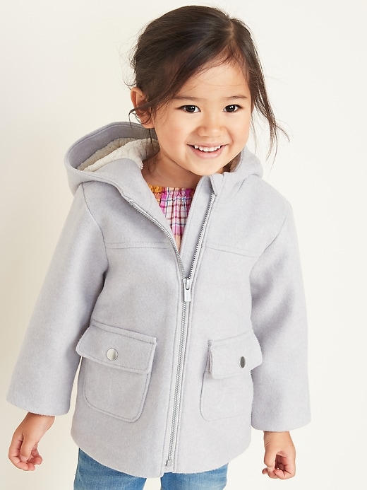 View large product image 1 of 1. Soft-Brushed Hooded Coat for Toddler Girls