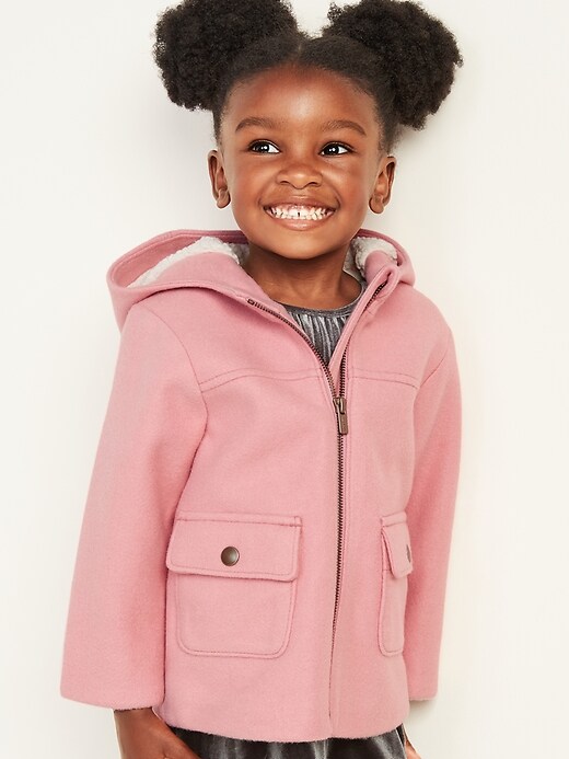 View large product image 1 of 3. Soft-Brushed Hooded Coat for Toddler Girls