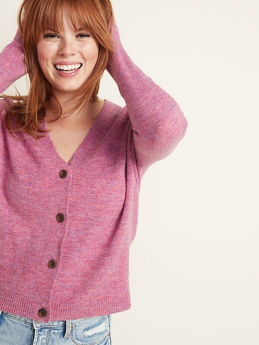 Image number 4 showing, Slouchy Soft-Brushed Button-Front Cardi for Women