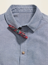 View large product image 4 of 5. Chambray Oxford Shirt & Plaid Bow-Tie Set for Toddler Boys