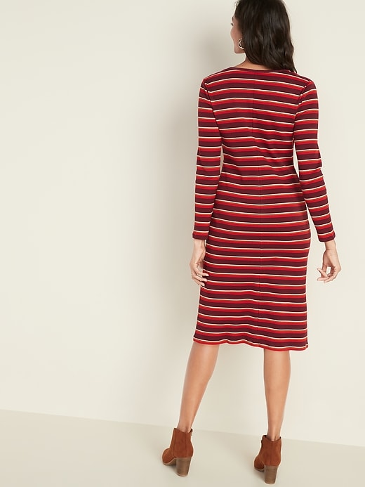 Image number 2 showing, Fitted Rib-Knit Midi Shift Dress for Women