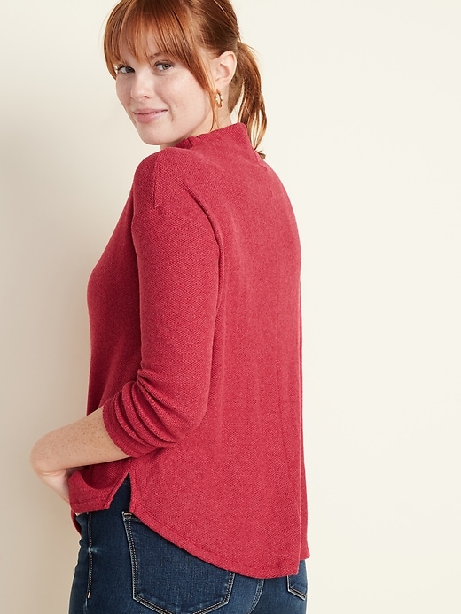 Image number 2 showing, Textured Plush-Knit Funnel-Neck Sweater for Women