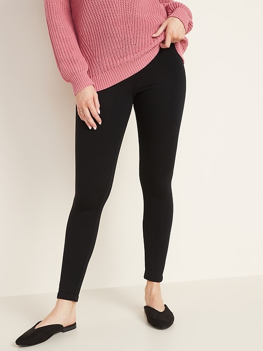 View large product image 1 of 1. Mid-Rise Cozy Fleece-Lined Leggings for Women