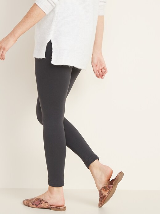 View large product image 2 of 2. Mid-Rise Cozy Fleece-Lined Leggings for Women