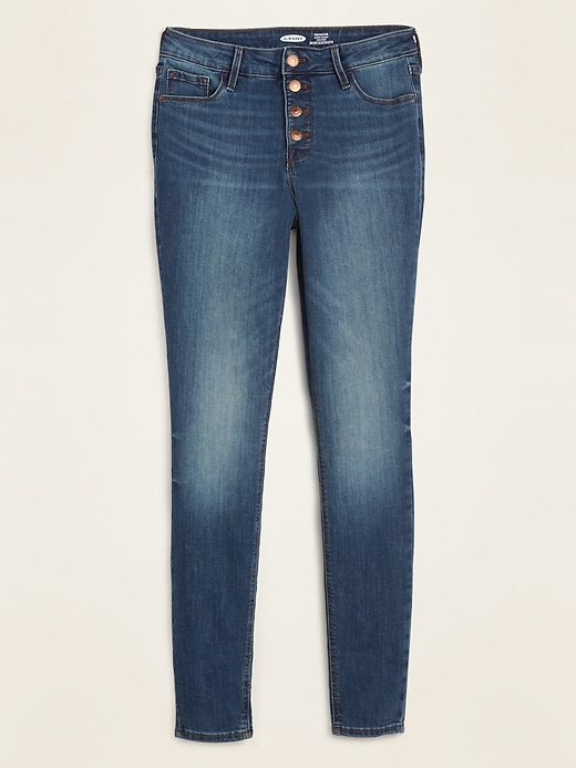 Image number 5 showing, High-Waisted Rockstar Button-Fly Super Skinny Jeans for Women