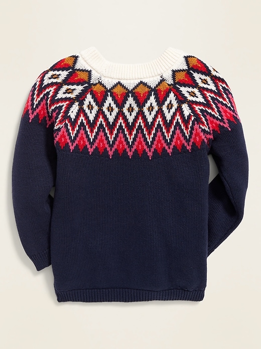 View large product image 2 of 4. Fair Isle Crew-Neck Sweater for Toddler Girls