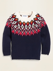 View large product image 3 of 4. Fair Isle Crew-Neck Sweater for Toddler Girls