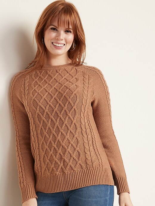 Image number 1 showing, Textured Crew-Neck Sweater for Women