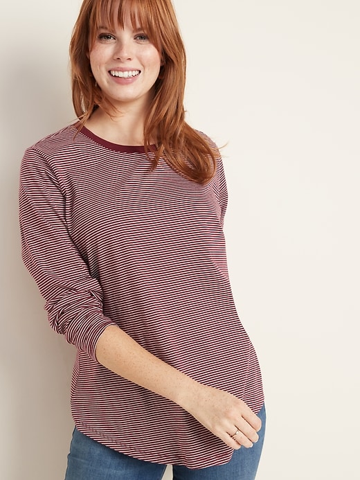 Image number 1 showing, EveryWear Striped Long-Sleeve Tee for Women