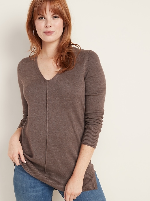 View large product image 1 of 1. V- Neck Tunic Sweater for Women