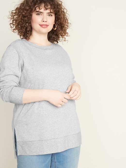Image number 1 showing, French Terry Boyfriend Plus-Size Tunic Sweatshirt