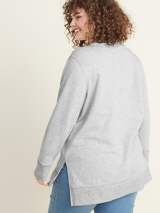 Image number 2 showing, French Terry Boyfriend Plus-Size Tunic Sweatshirt