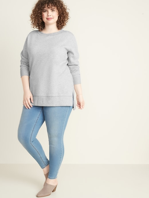 Image number 3 showing, French Terry Boyfriend Plus-Size Tunic Sweatshirt