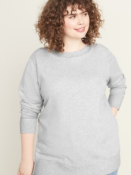 Image number 4 showing, French Terry Boyfriend Plus-Size Tunic Sweatshirt
