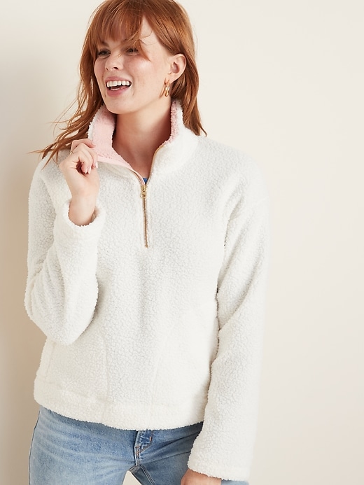 View large product image 1 of 1. Plush Sherpa 1/4-Zip Pullover for Women