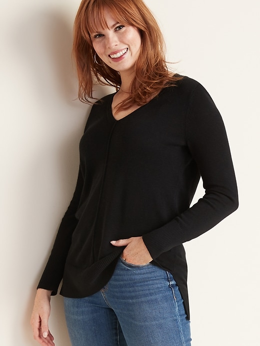 Image number 1 showing, V- Neck Tunic Sweater for Women