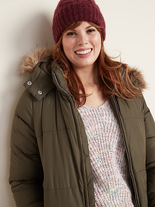 Image number 4 showing, Hooded Frost-Free Long-Line Puffer Jacket for Women