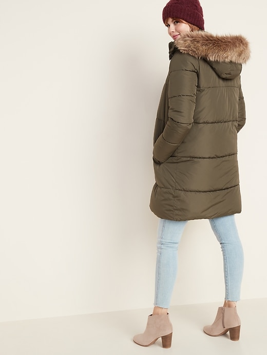 Image number 2 showing, Hooded Frost-Free Long-Line Puffer Jacket for Women