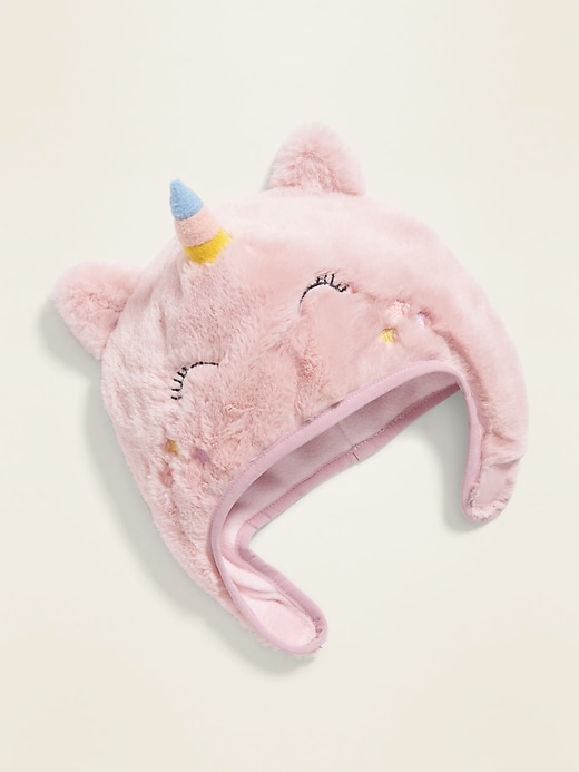 View large product image 1 of 1. Faux-Fur Unicorn Trapper Hat for Toddler Girls