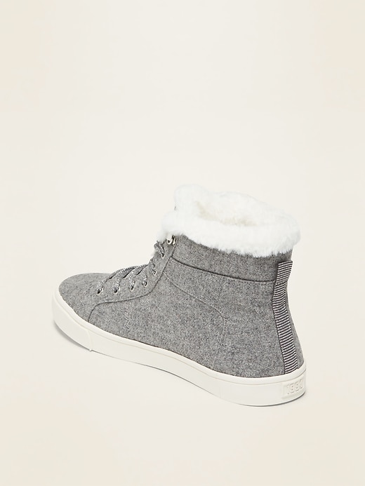 Image number 4 showing, Felt Faux-Fur-Lined High-Tops for Women