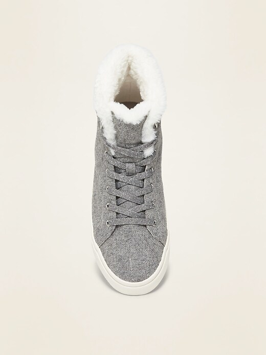 Image number 3 showing, Felt Faux-Fur-Lined High-Tops for Women