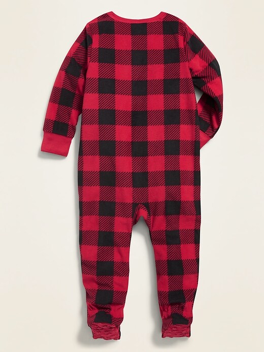 View large product image 2 of 2. Micro Performance Fleece Footie Plaid Pajama One-Piece for Toddler & Baby