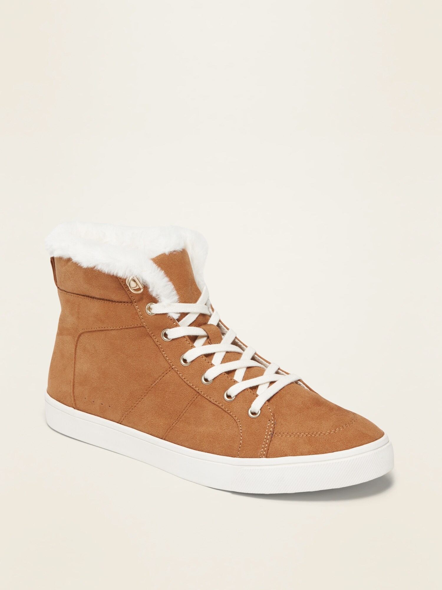 fur lined high top sneakers