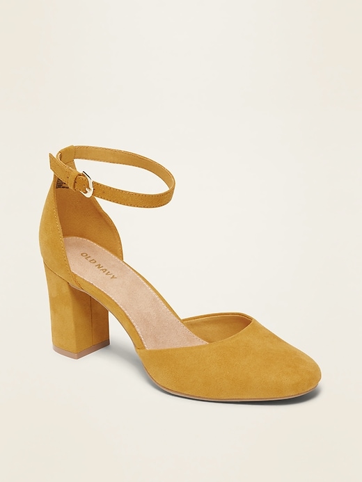 View large product image 1 of 1. Faux-Suede D'Orsay Block-Heel Pumps for Women