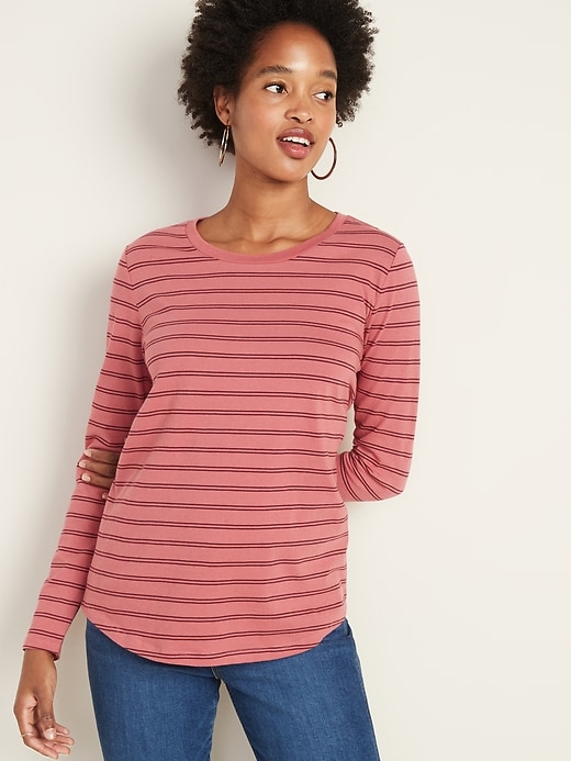 Image number 1 showing, EveryWear Striped Long-Sleeve Tee for Women
