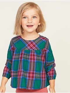 Plaid Twill Swing Top for Toddler Girls