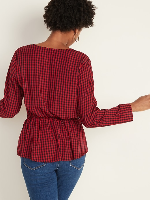 Image number 2 showing, Faux-Wrap Gingham Top for Women