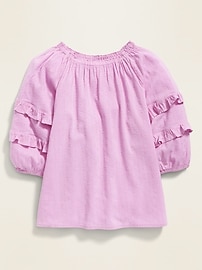View large product image 3 of 3. Textured Ruffle-Trim Top for Girls