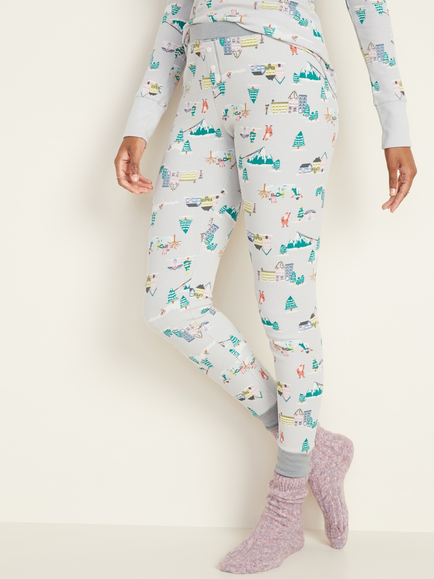 Waffle-Knit Pajama Leggings for Women, Old Navy