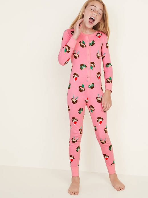 Old Navy Printed One-Piece Pajamas For Girls. 1