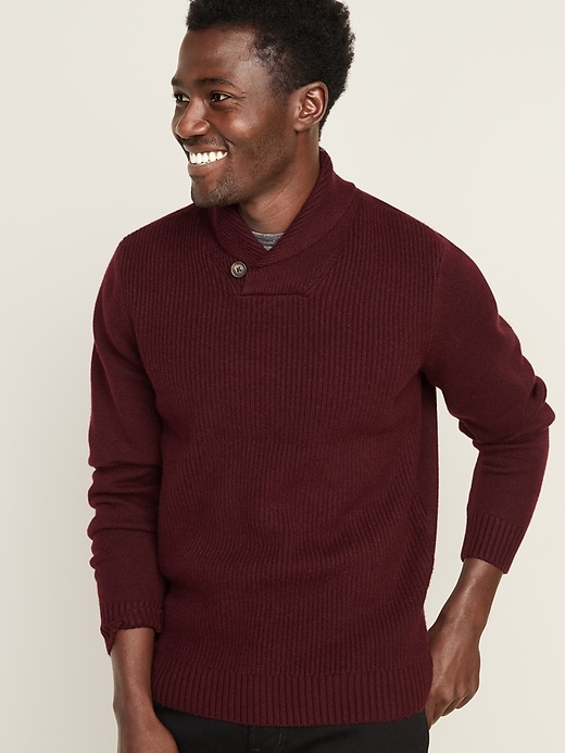 Image number 1 showing, Textured Shawl-Collar Sweater