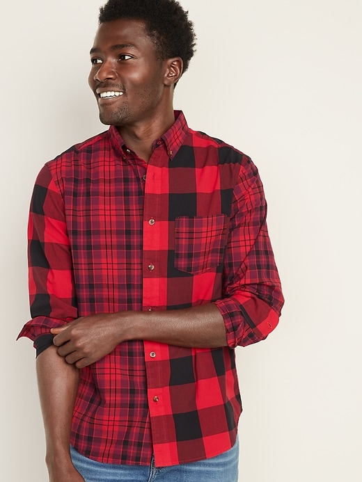 View large product image 1 of 1. Regular-Fit Built-In Flex Patchwork-Plaid Everyday Shirt