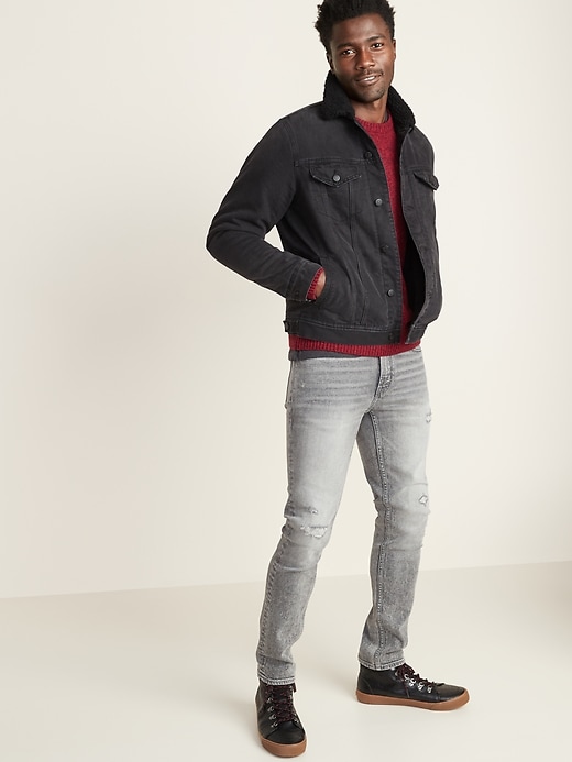 Image number 3 showing, Sherpa-Lined Black Jean Jacket